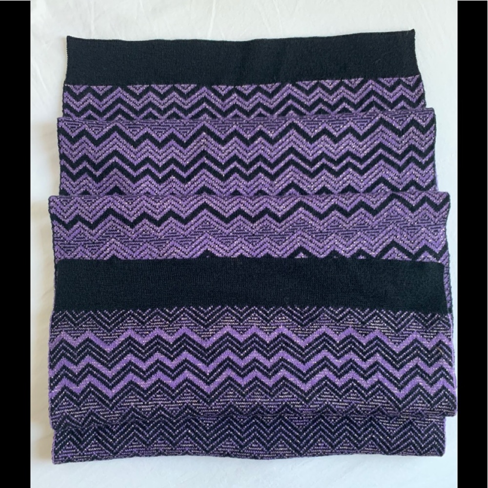 Missoni Black and Purple Chevron Knit Scarf